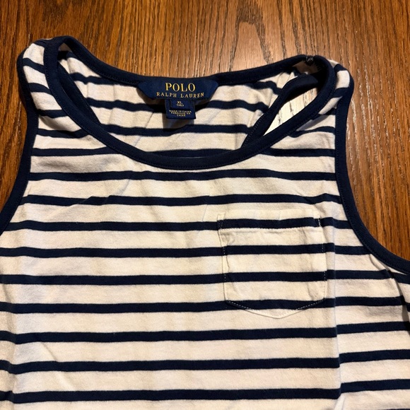 Polo Ralph Lauren young girls blue and white tank top size XL (16) - Picture 3 of 5